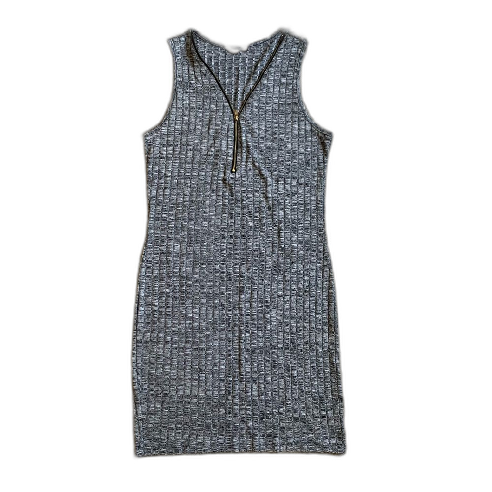 Ambiance Charcoal Knit Dress with Zipper Accent Size Large